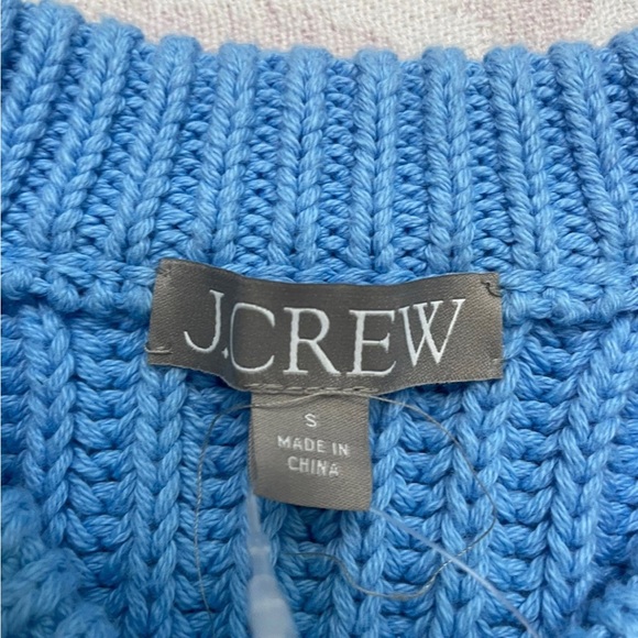 J. Crew Heritage Cotton Fisherman Sweater Pale Cerulean NWT - Picture 8 of 10